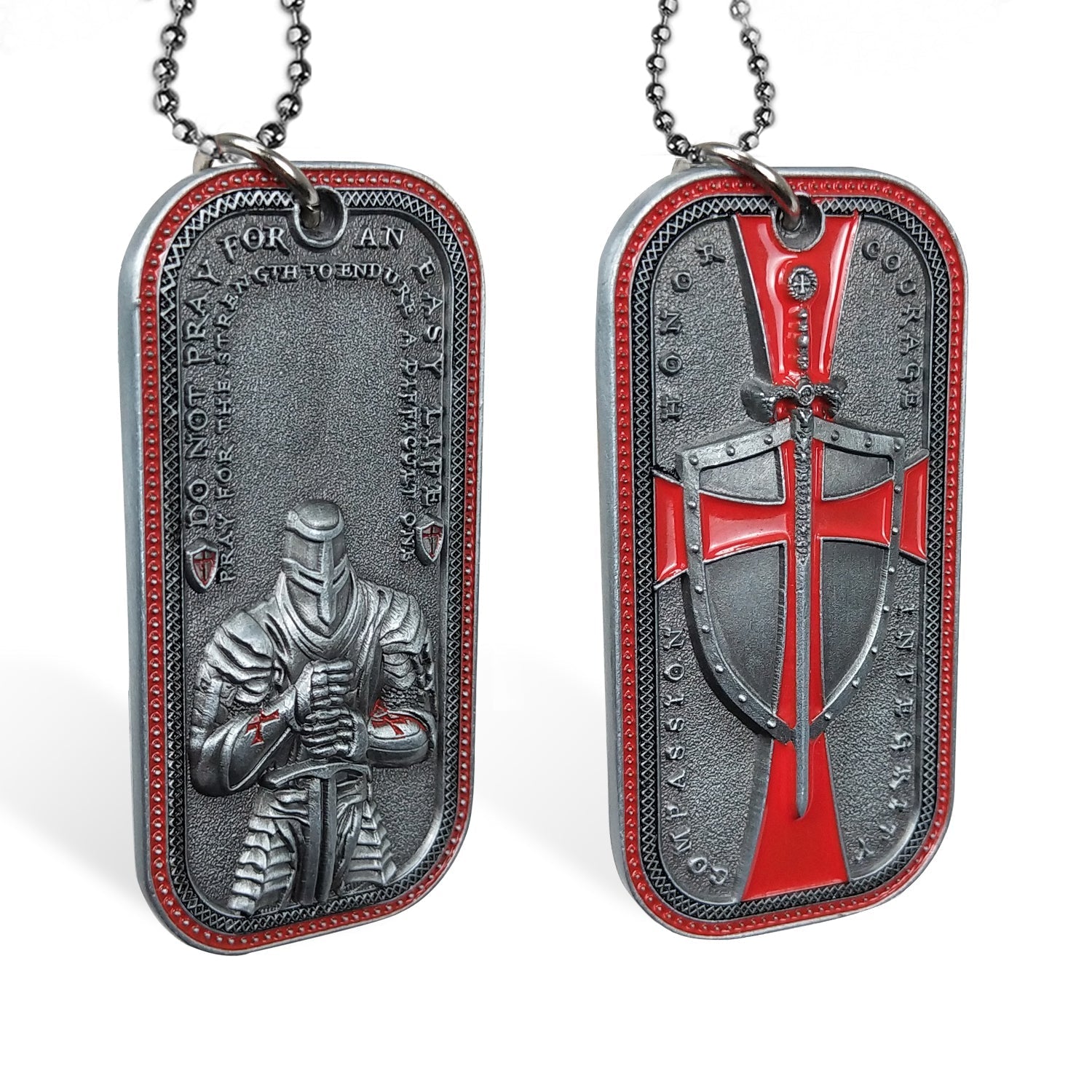 Knights Templar Cross Dog Tag Crusader Sword and Shield Life Creed Necklace mysite