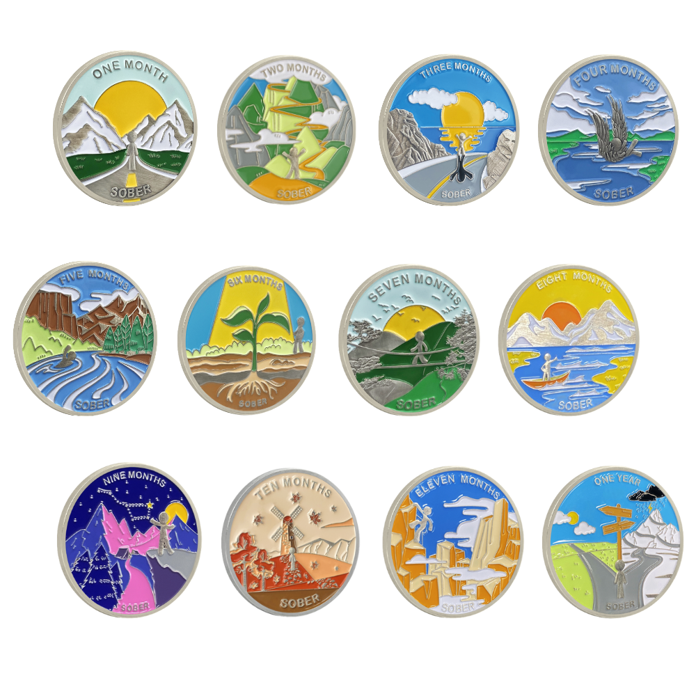 1 Month 1 Year Mountains and Highways Commemorative Gift Sobriety Coin mysite