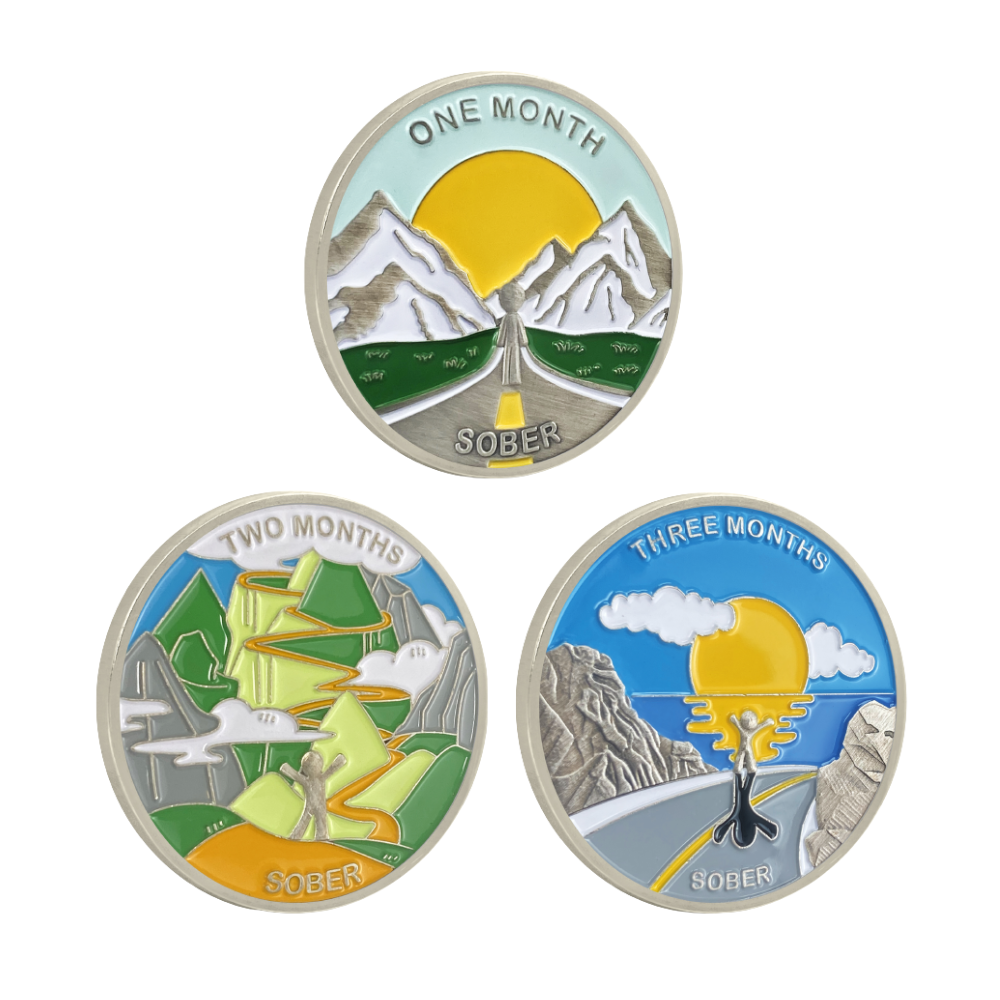 1 Month 1 Year Mountains and Highways Commemorative Gift Sobriety Coin mysite