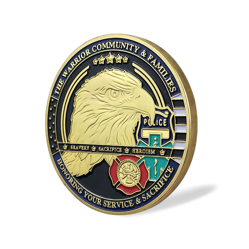 Red White Blue Line Hero Veteran Police Challenge Coin mysite