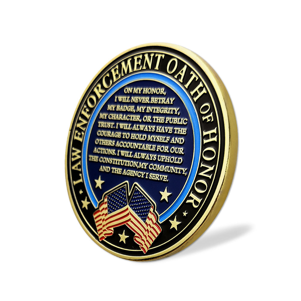 Law Enforcement Oath of Honor Blue Line Police Challenge Coin mysite