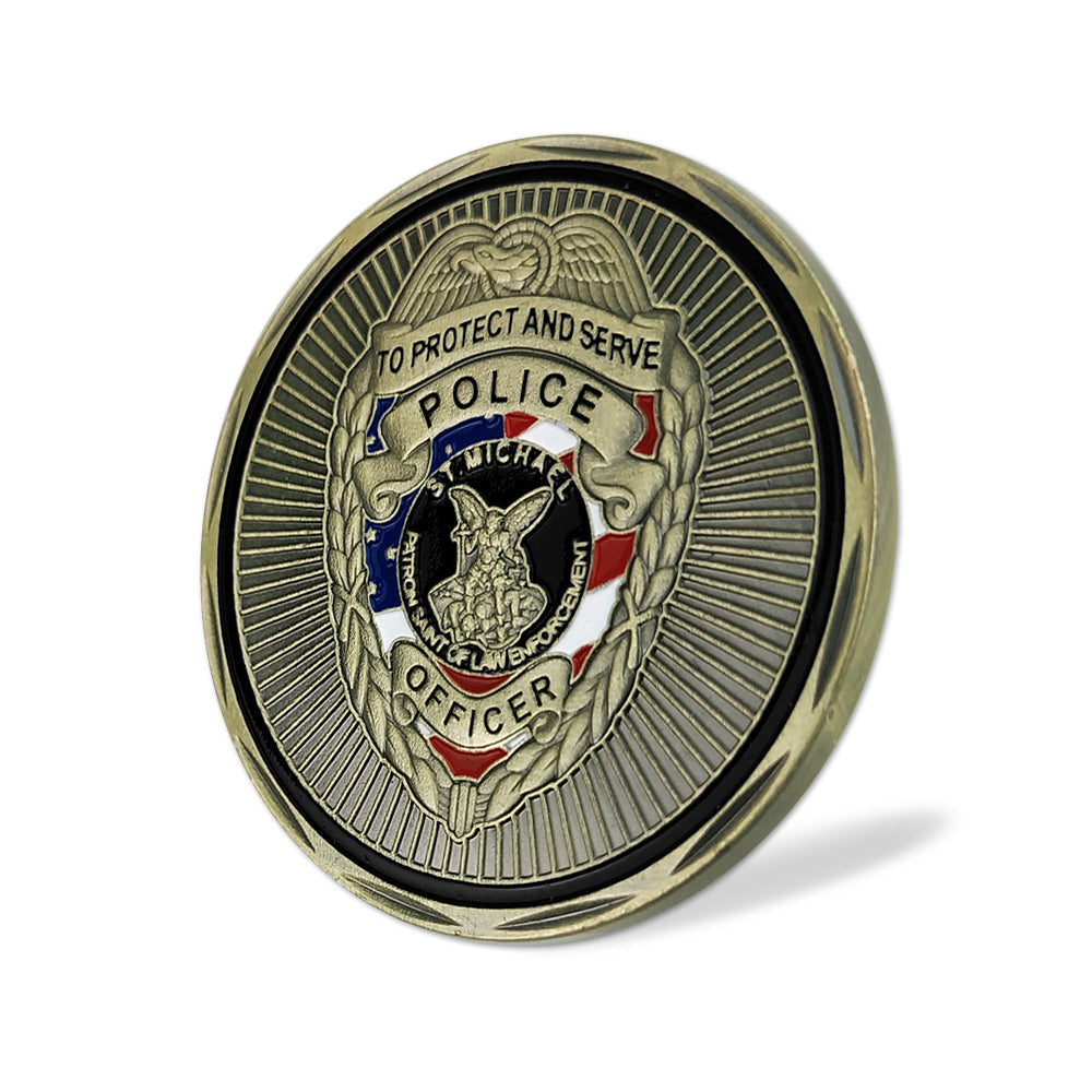 Thin Blue Line Skull St Michael Police Challenge Coin mysite
