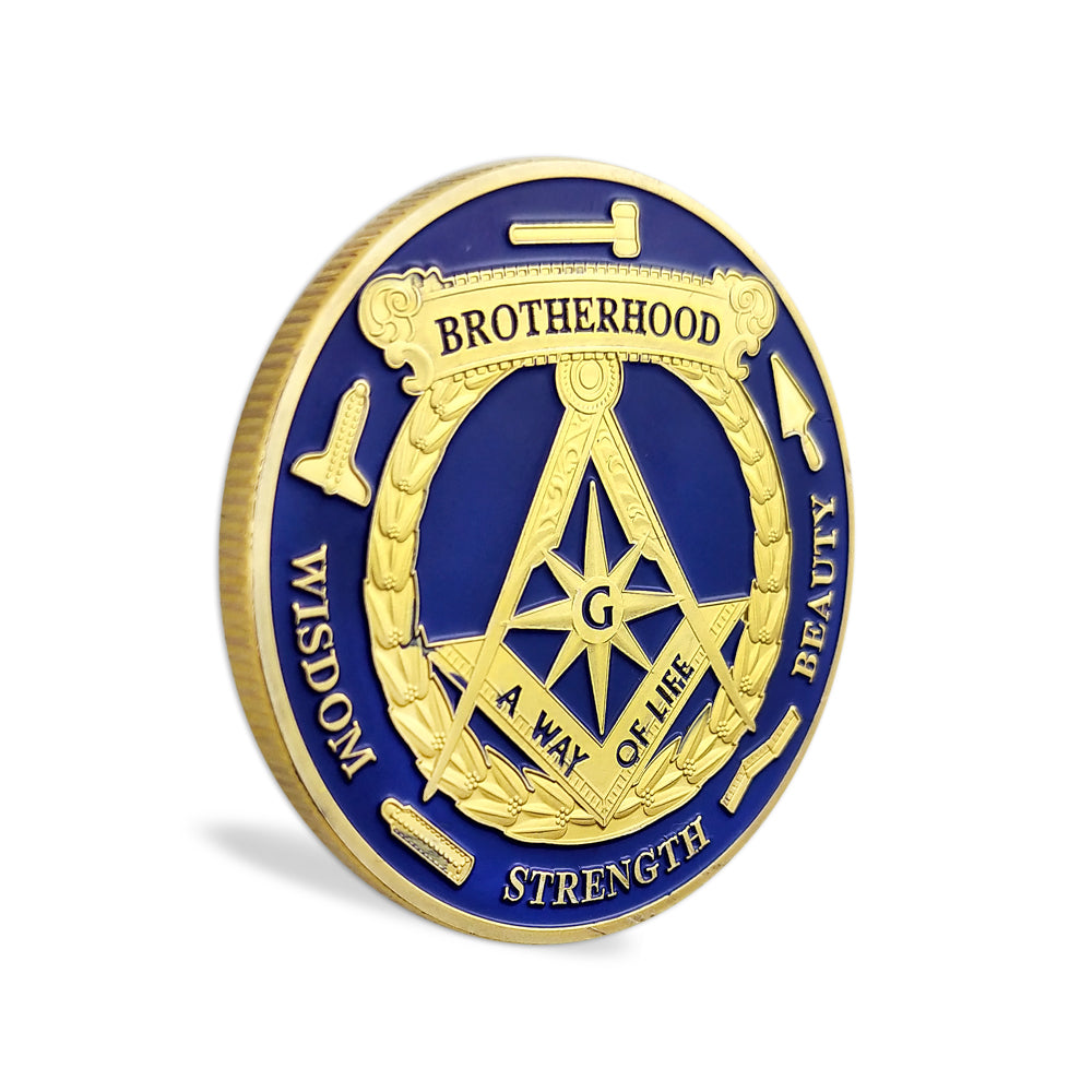 Freemasonry Brotherhood Gold Masonic Challenge Coin mysite