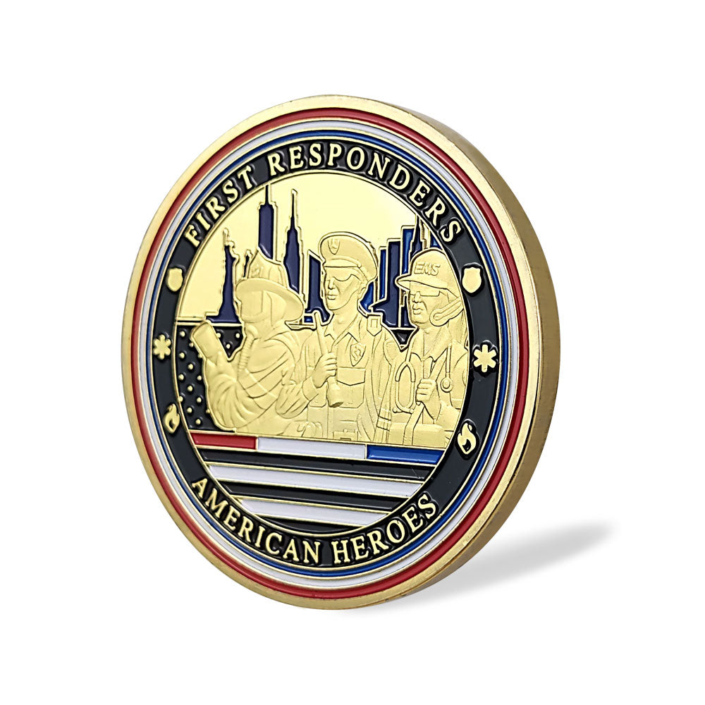 Red White Blue Line Hero Veteran Police Challenge Coin mysite