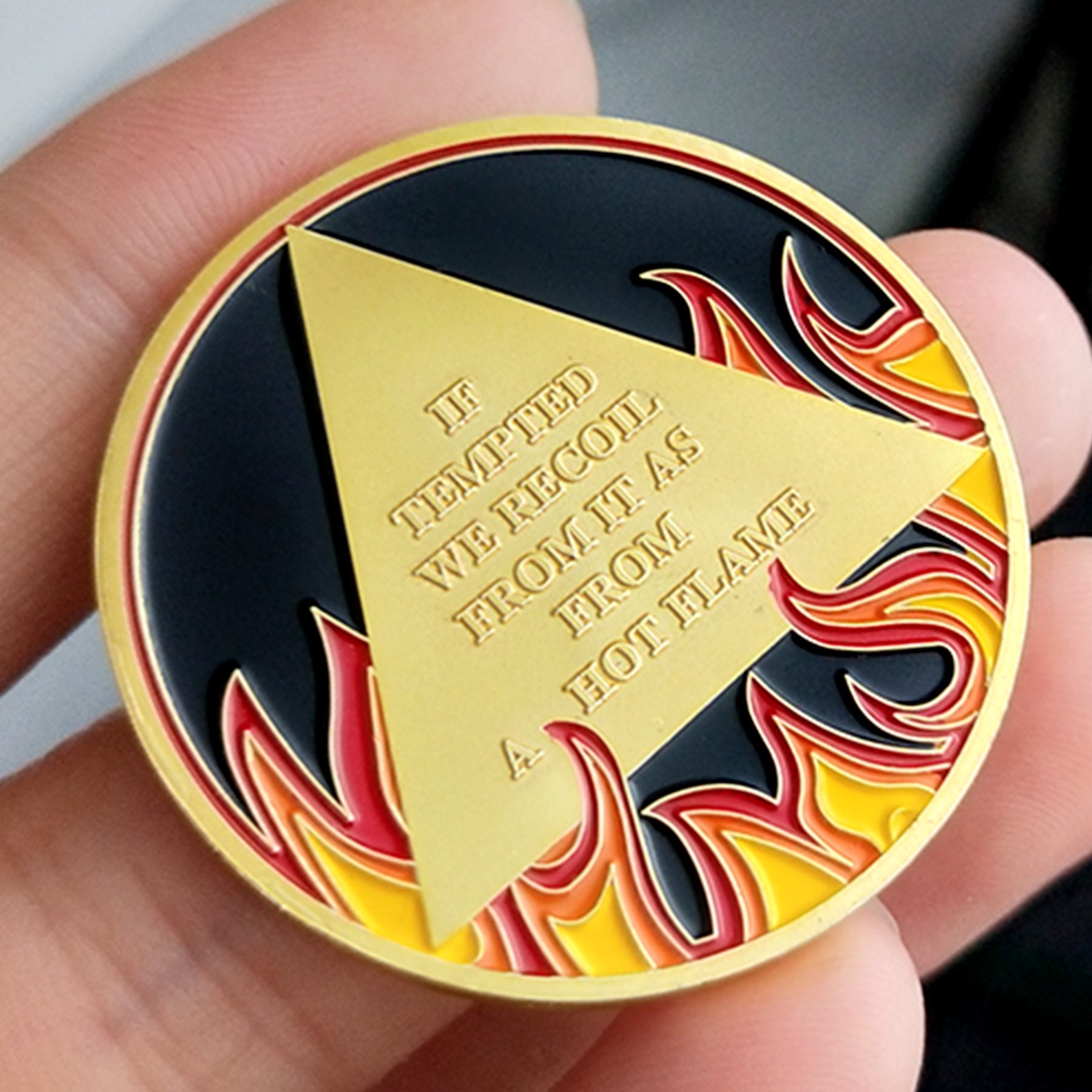 Flames Triangle 1 to 3 Year Recovery Sobriety Coin AA Chip mysite