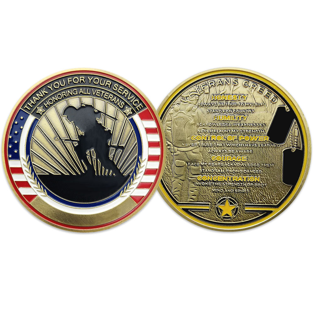 Military Challenge Coin Veteran Glory Creed Thank You Gift-AtSKnSK mysite