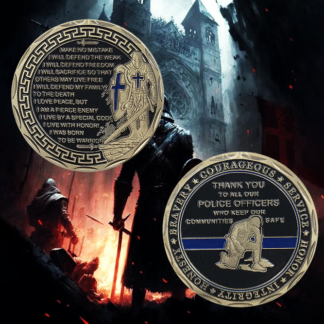 Law Enforcement Prayer Challenge Coin Bronze Crusader Warrior Police Collectible mysite