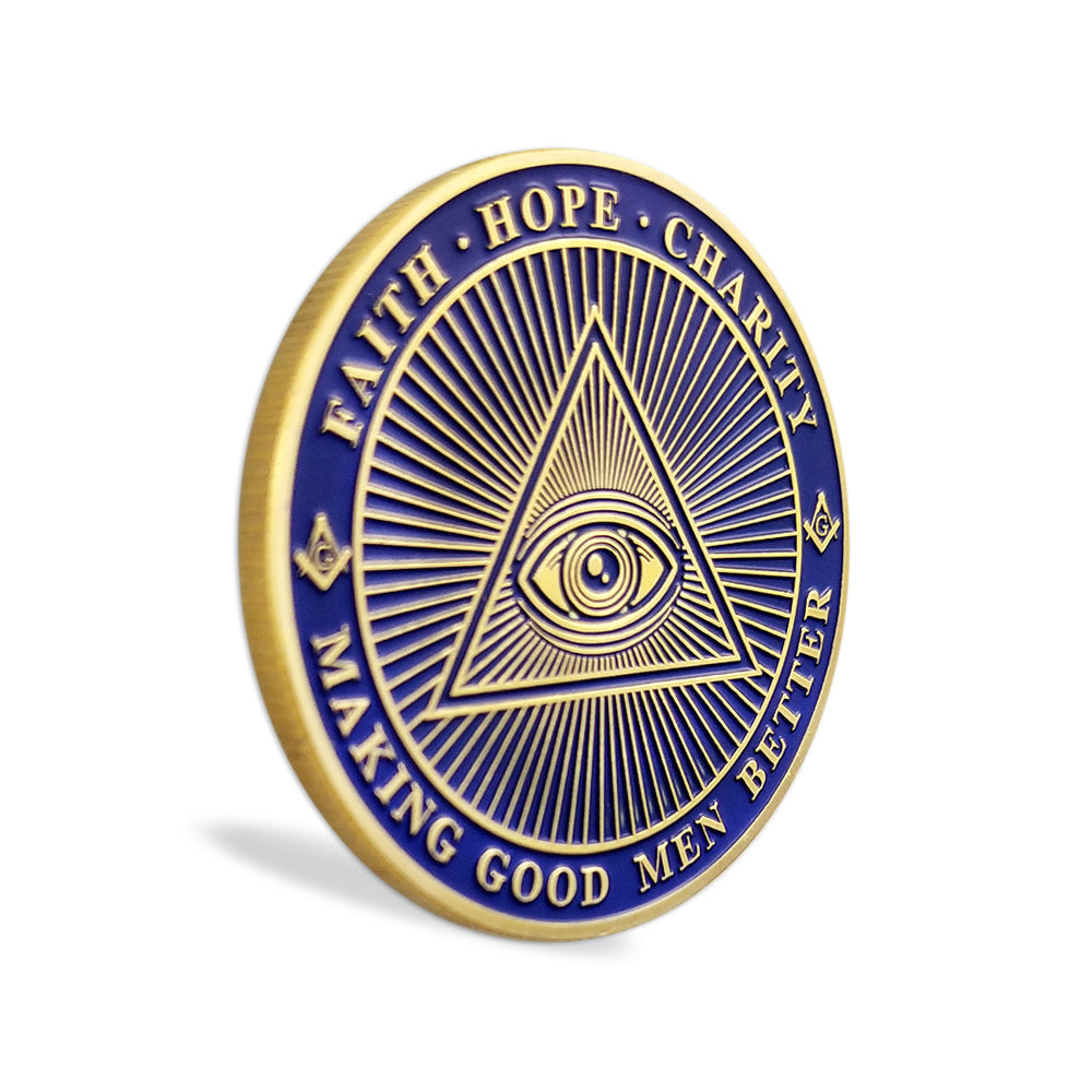 Freemasonry Brotherhood Gold Masonic Challenge Coin mysite
