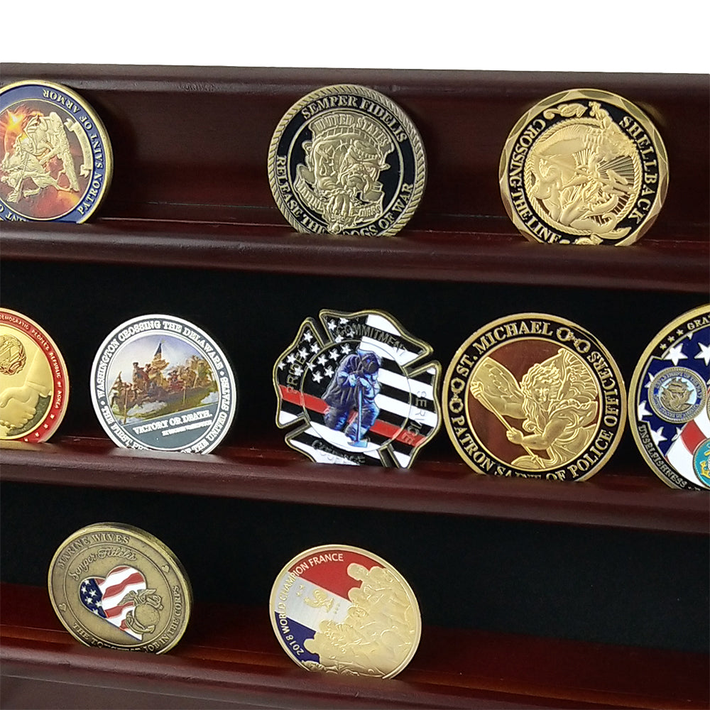 Wooden Challenge Coins Display Rack Deep Cherry Finish mysite