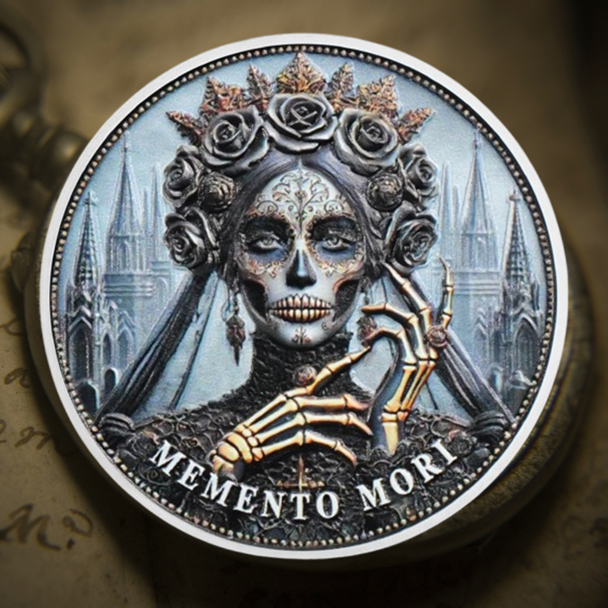 Skull Butterfly Stoic Gothic Queen Memento Mori Coin mysite