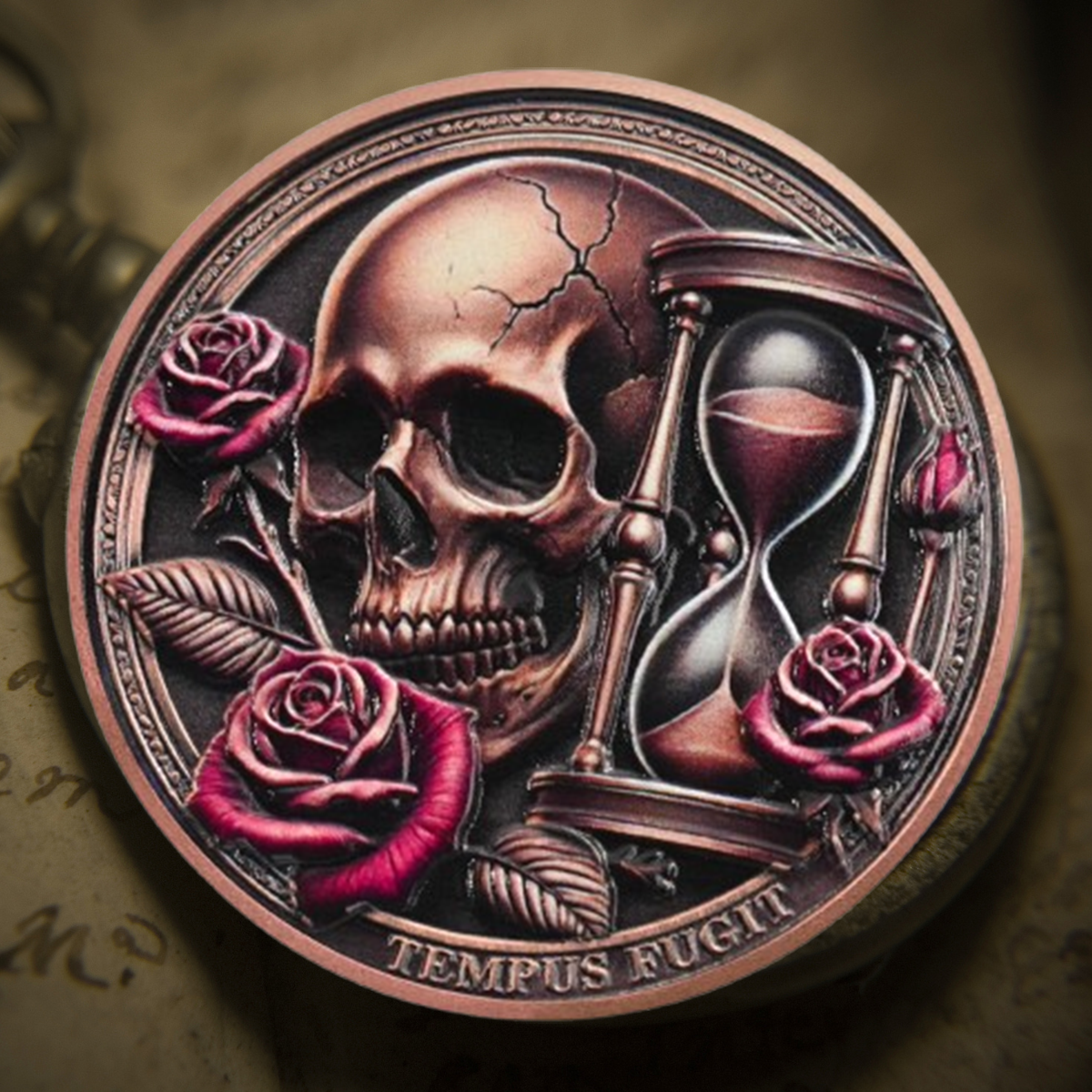 Tempus Fugit Inspirational Stoicism Memento Mori Coin Skull Challenge Coins mysite