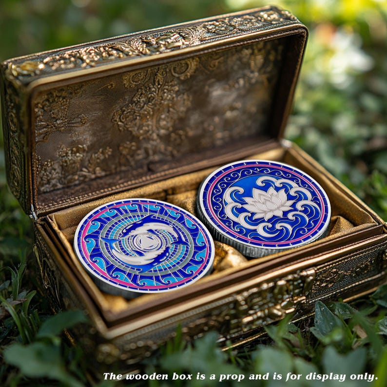 Personalized  Silver Dolphin Lotus Sobriety Coins mysite