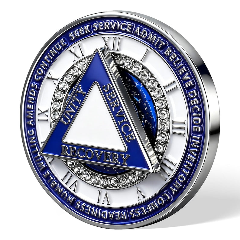Personalized Rotating Triangle 12 Steps Sobriety Milestone Coin mysite