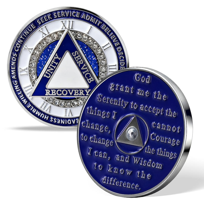 Personalized Rotating Triangle 12 Steps Sobriety Milestone Coin mysite