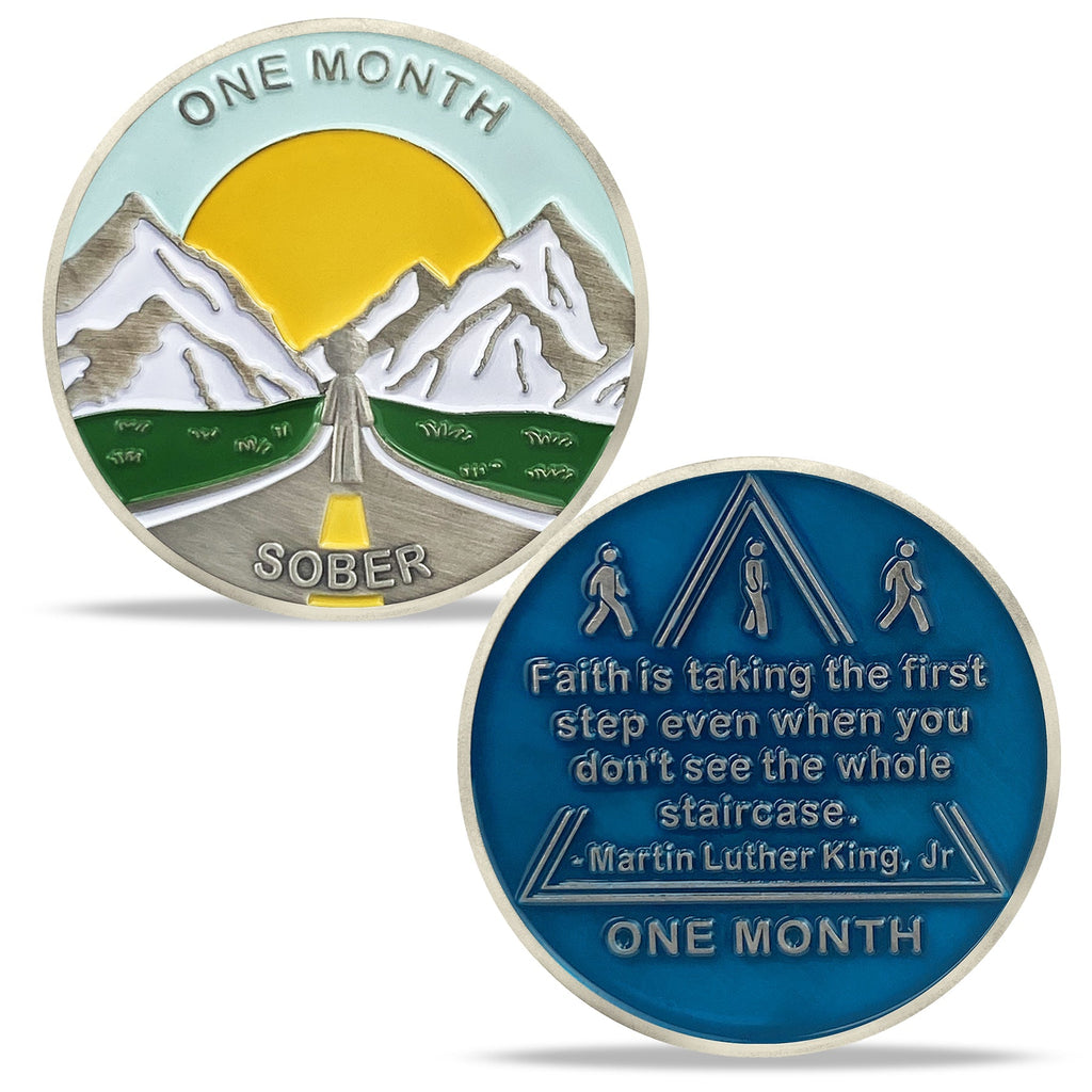 1 Month 1 Year Mountains and Highways Commemorative Gift Sobriety Coin mysite