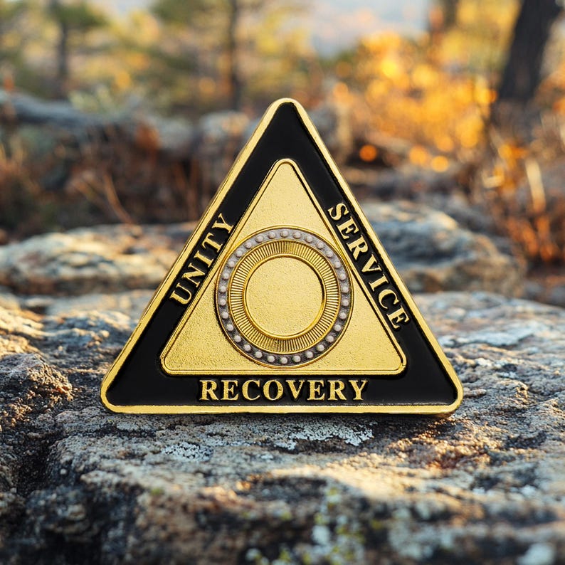 Personalized Triangle Glimmer Amber Dream Sobriety Coin mysite