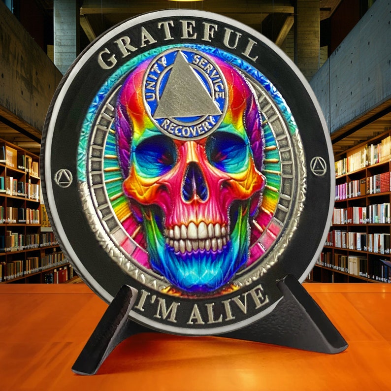 Personalized Rainbow Skull Sobriety Coin mysite