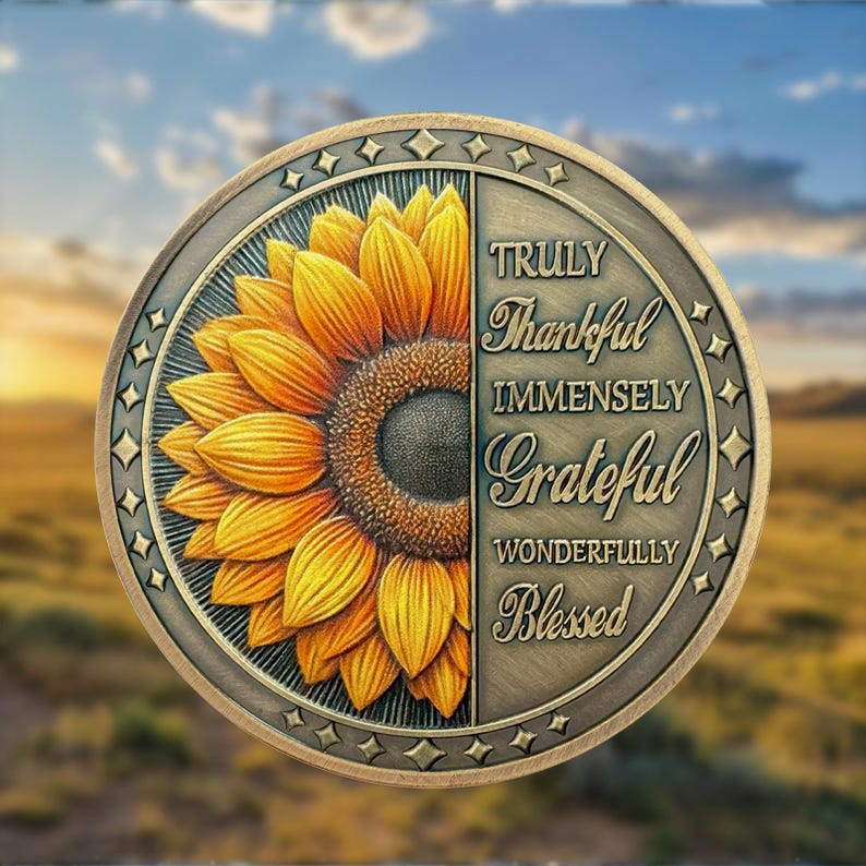 Celebrate Living Clean Narcotics Alcoholics Anonymous  Sunflower Blessing Sobriety Coin mysite