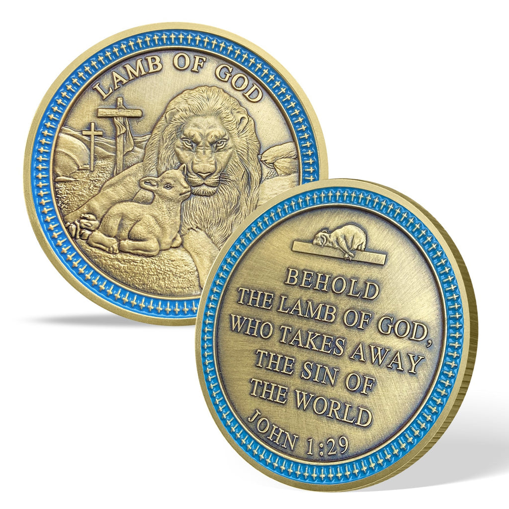 Lamb Of God Lion And Lamb Challenge Coin Religious Gift Coin mysite