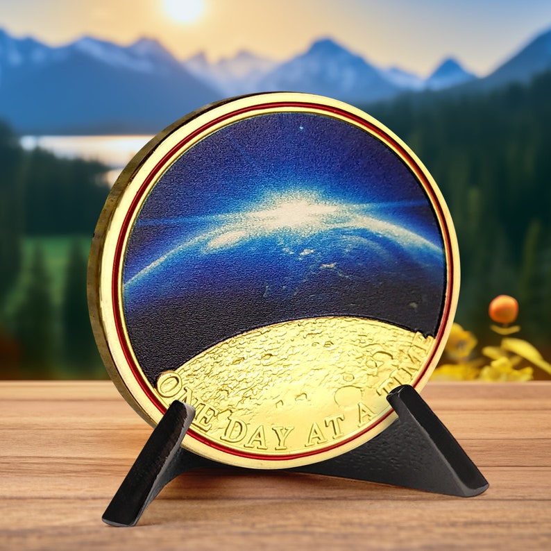 Universe Sun Moon Earth One Day at A Time Sobriety Coin mysite