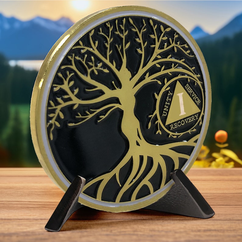 Personalized Gold Tree of Life Sobriety Coin mysite