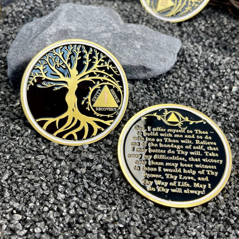 Personalized Gold Tree of Life Sobriety Coin mysite