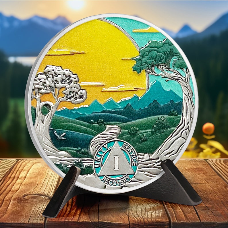 Recovery Sun Green Forest 1-25 Year Sobriety Coin mysite