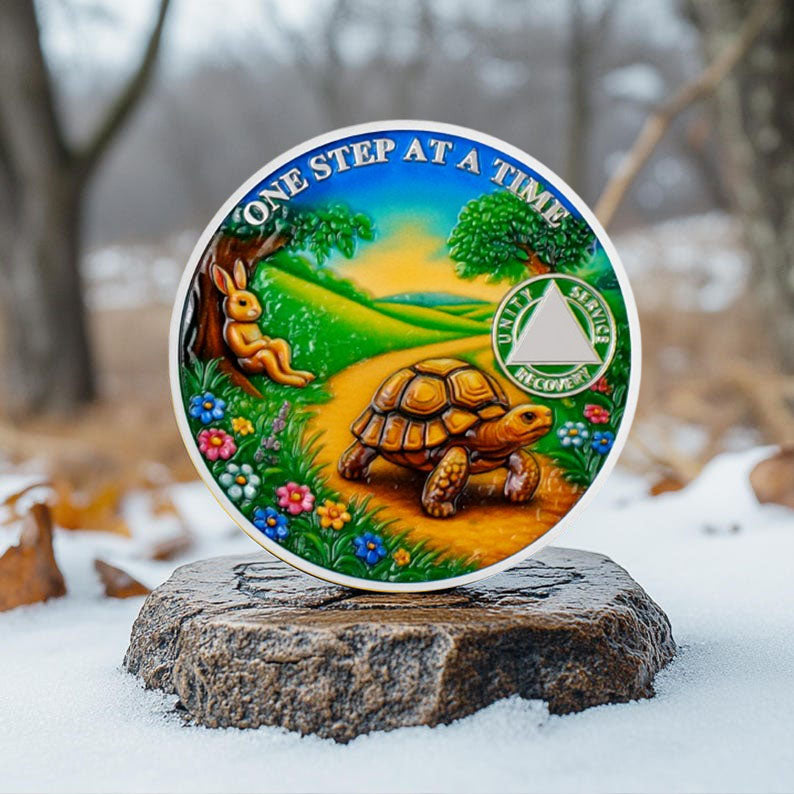 Personalized Slow and Steady Sobriety Coin mysite