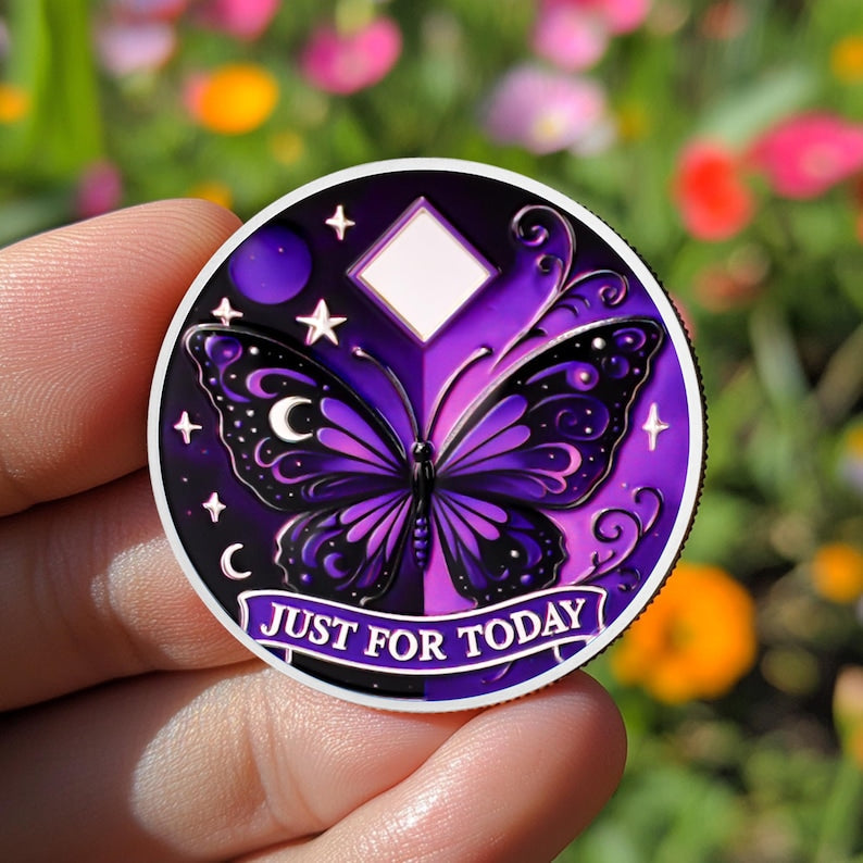 Customized Moonlight Butterfly Sobriety Coin mysite