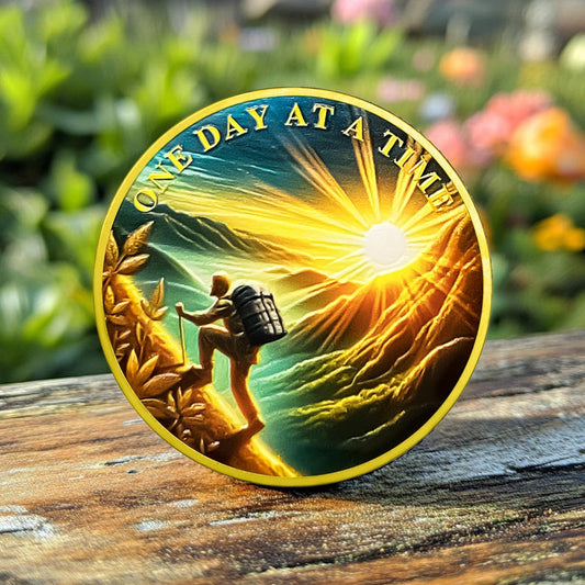 Original Hiking  One Day at A Time Sobriety Coin mysite