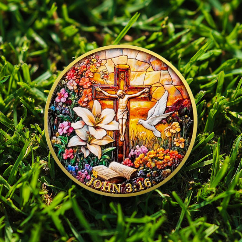 Jesus Crucifixion Garden Christian Challenge Coin mysite
