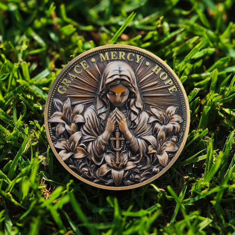 Inspirational Holy Mary Christian Challenge Coin mysite