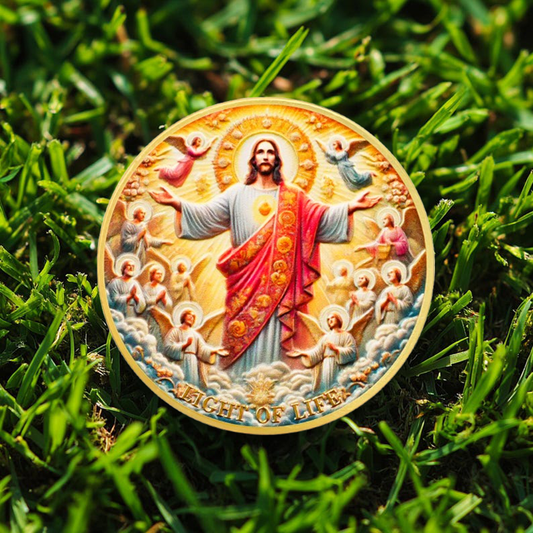 Light of Life Jesus Sacred Heart John 8:12 Bible Challenge Coin mysite