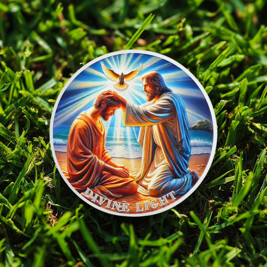 Divine Light Religious Coin Jesus Blessing Faithful with Dove & Light Symbo mysite