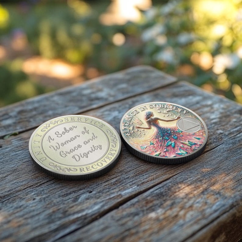 Personalized Celebrate Narcotics Alcoholics Sister Power Addiction Artsy Grace Women Sobriety Coin mysite