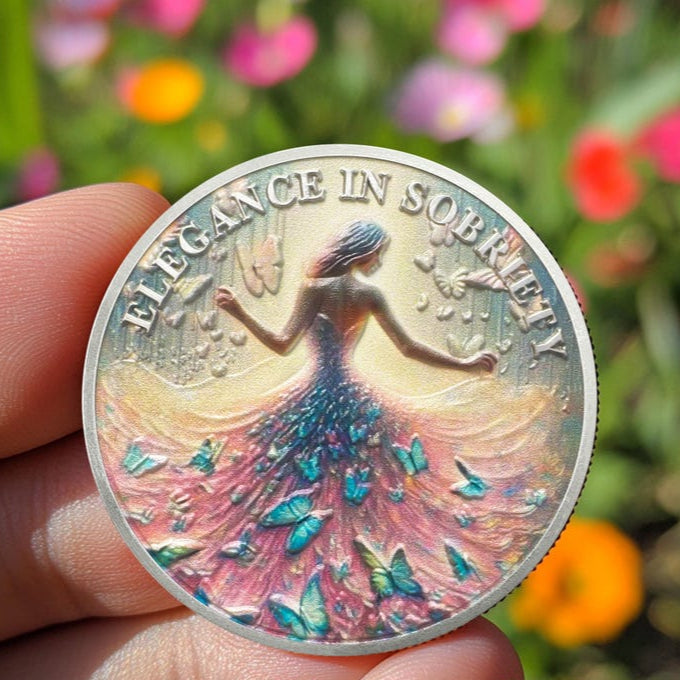 Personalized Celebrate Narcotics Alcoholics Sister Power Addiction Artsy Grace Women Sobriety Coin mysite