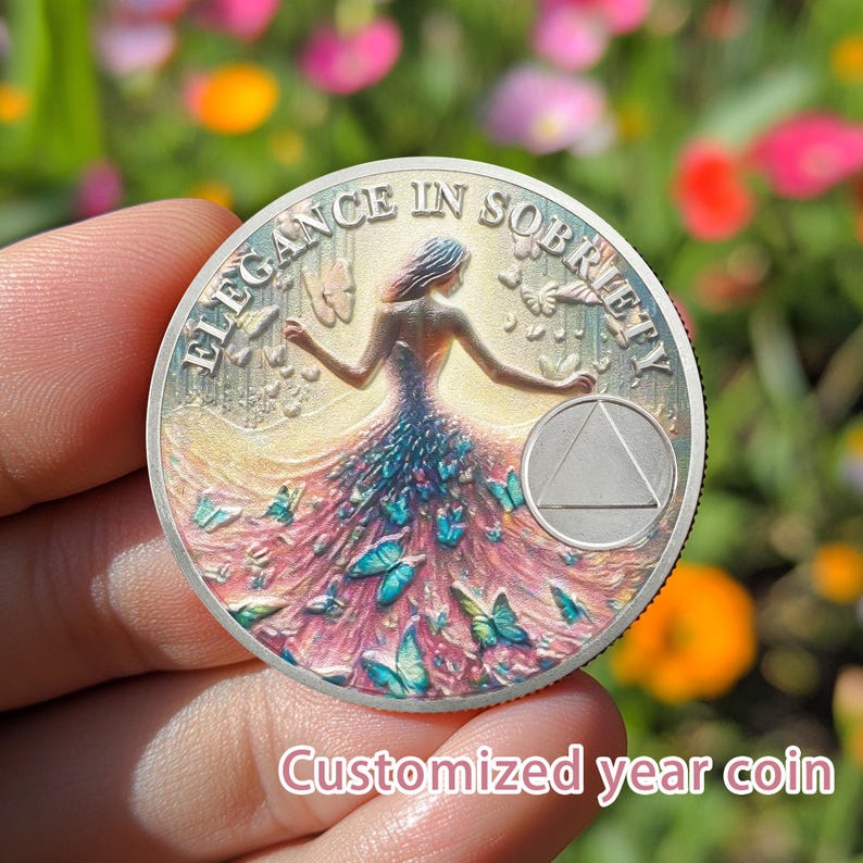 Personalized Celebrate Narcotics Alcoholics Sister Power Addiction Artsy Grace Women Sobriety Coin mysite