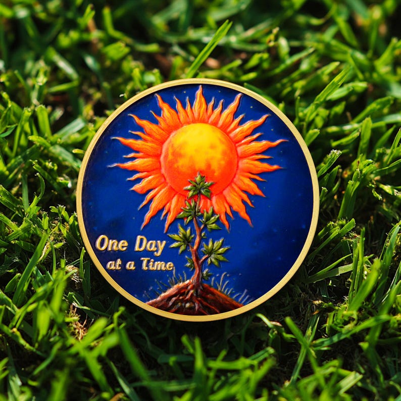 Personalized Sun Trees Milestone Sobriety Coin mysite