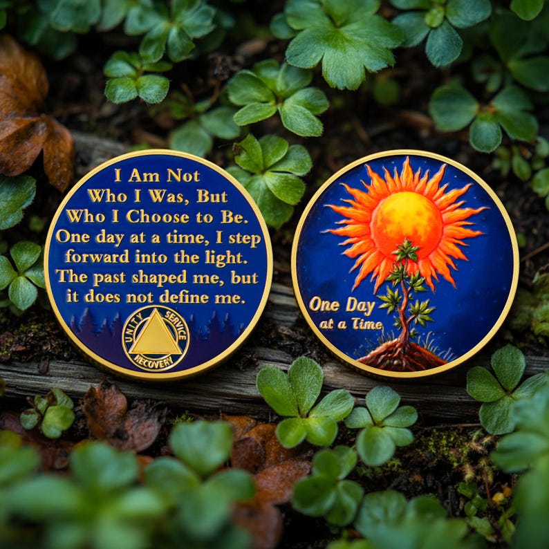 Personalized Sun Trees Milestone Sobriety Coin mysite