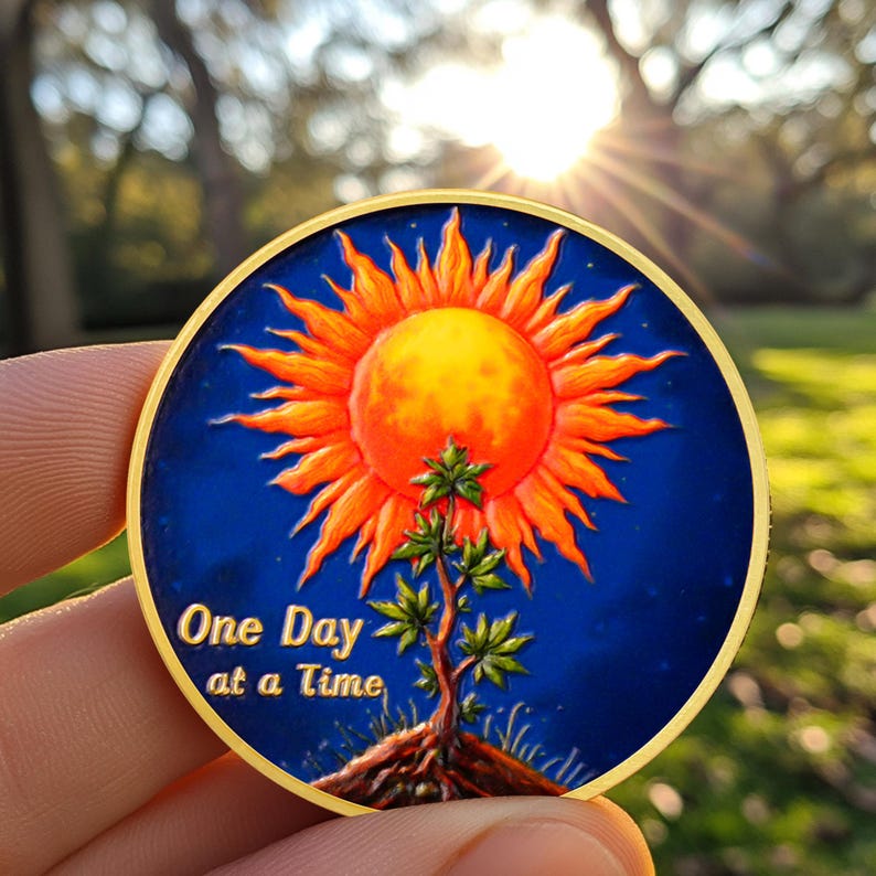 Personalized Sun Trees Milestone Sobriety Coin mysite