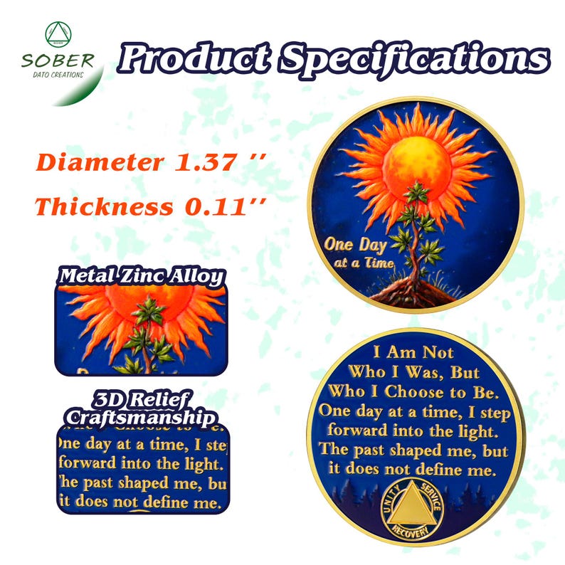 Personalized Sun Trees Milestone Sobriety Coin mysite