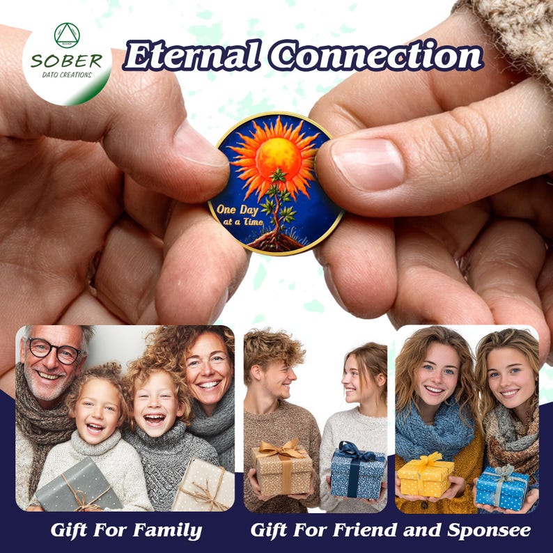 Personalized Sun Trees Milestone Sobriety Coin mysite