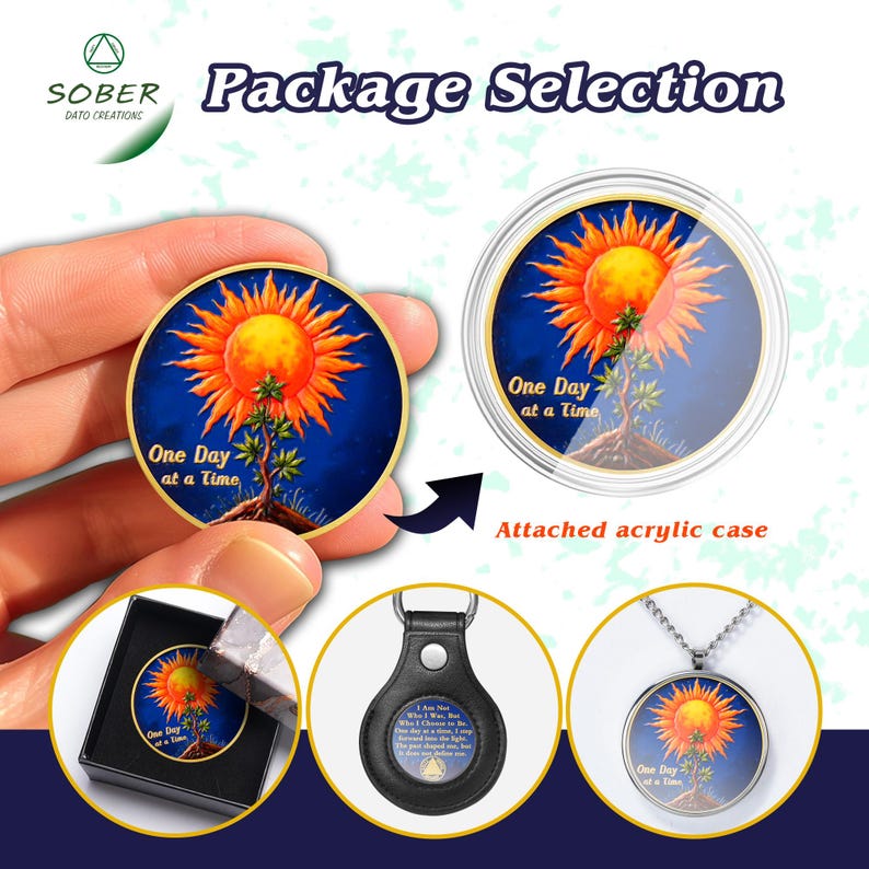 Personalized Sun Trees Milestone Sobriety Coin mysite