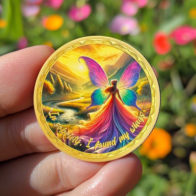 Affirmation Sunlight Fairy Mountains Recovery Addiction Sobriety Coin mysite
