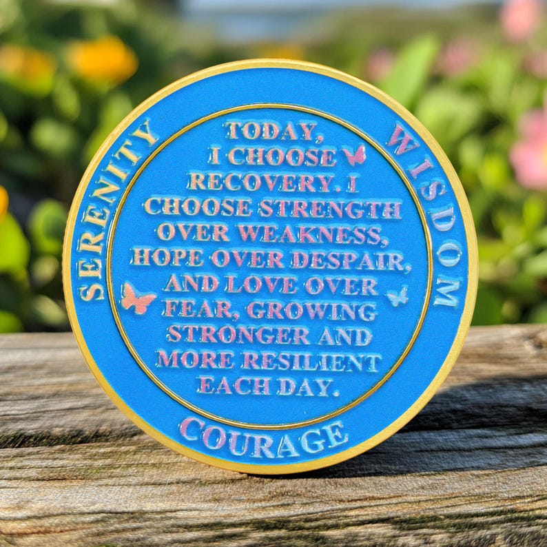 Blooming Tree of Life Colorful Recovery Butterfly Sobriety Coin mysite