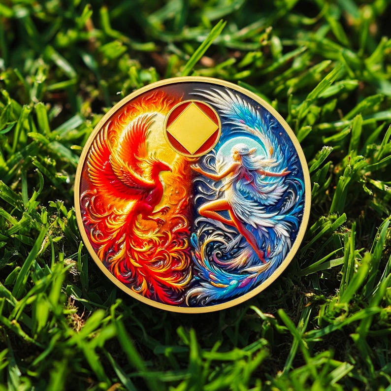 Personalized Phoenix Fairy Sun and Moon Sobriety Coin mysite