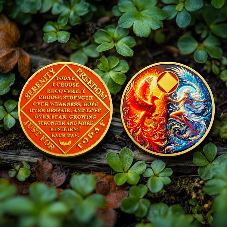 Personalized Phoenix Fairy Sun and Moon Sobriety Coin mysite