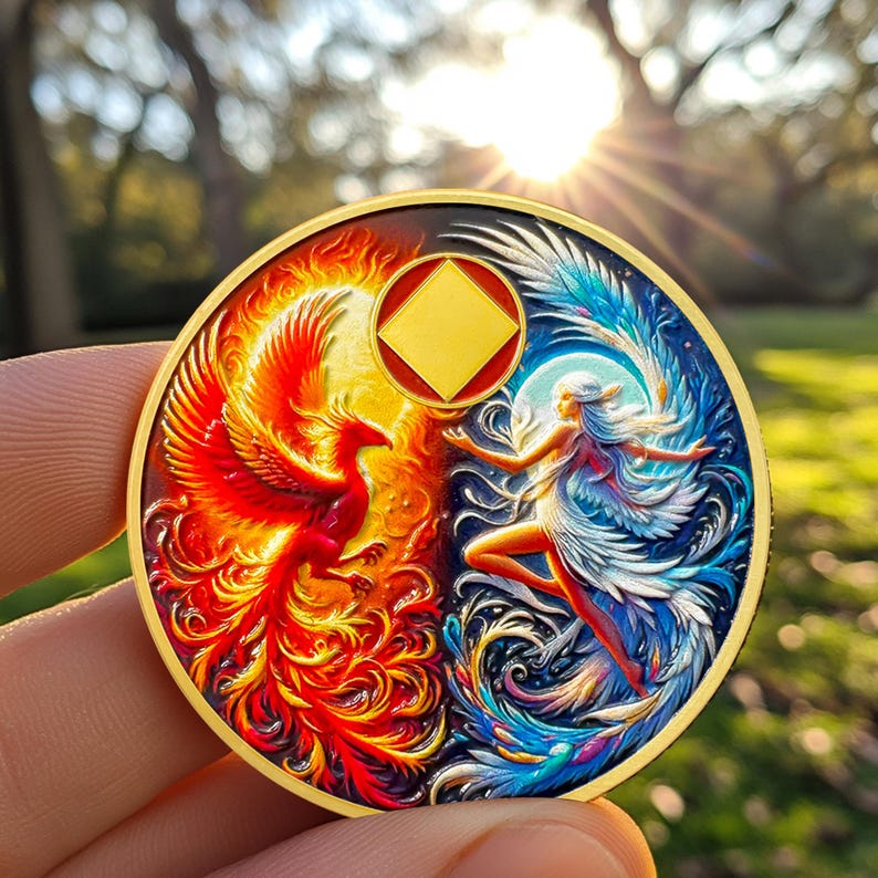 Personalized Phoenix Fairy Sun and Moon Sobriety Coin mysite