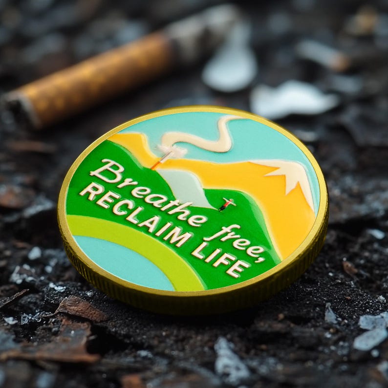 Quit Smoking Recovery  Breathe Free Sobriety Coin mysite
