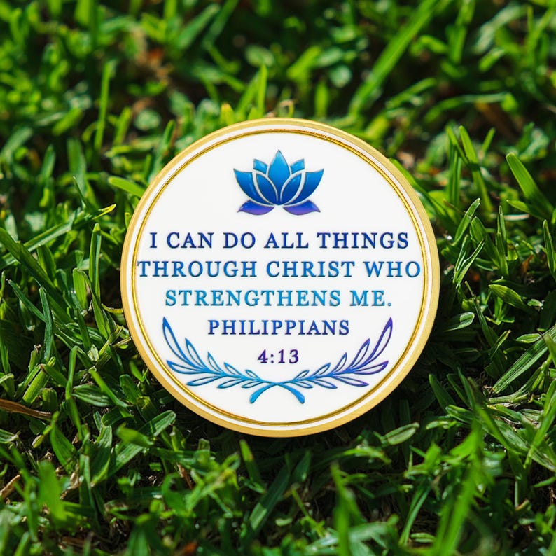 Personalized Recovery & Growth Blue Lotus Sobriety Coin mysite